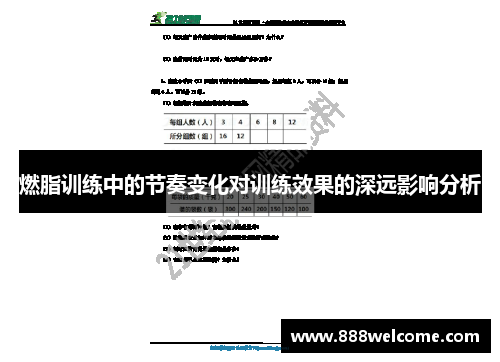 燃脂训练中的节奏变化对训练效果的深远影响分析